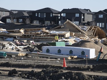 Strong overnight winds wreaked havoc around Regina.  A housing project under construction on Beacon Drive sustained extensive damage as a few buildings were partially knocked over.