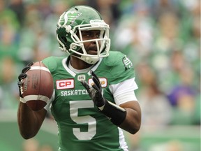 Kevin Glenn (5) has handled being replaced at times by Brandon Bridge as the Riders' quarterback this season like a professional.