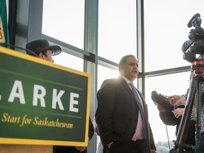 Rob Clarke announces his candidacy in the Sask. Party leadership race in Saskatoon on Nov. 15.