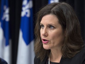Quebec Justice Minister Stéphanie Vallée at a news conference about Bill 62 on Tuesday, Oct. 24, 2017.