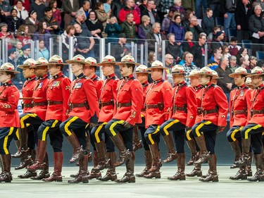 REGINA, SASK: Nov. 11, 2017 -- RCMP officers perform a drill during the Remembrance Day service at the Brandt Centre. BRANDON HARDER/Regina Leader-Post
Brandon Harder