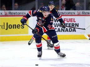 Robbie Holmes, shown in this file photo, had a goal for the Regina Pats in each of their road games on the weekend.