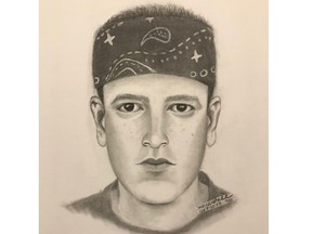 An artist's sketch of a suspect wanted in a Nov. 10 break and enter on the 1600 block of Rae Street.