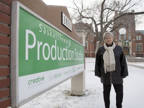 Rhonda Baker stands in front of the Soundstage in Regina. When the Saskatchewan film employment tax credit was cut in 2012, she moved to Winnipeg, where she continues to live and work as a producer in the film industry.
