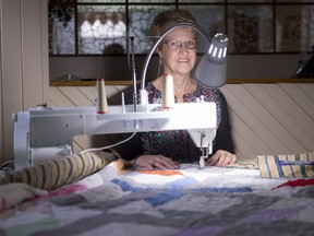 Making quilts for patients at the Allan Blair Cancer Lodge is a project close to Carol Cochrane's heart.