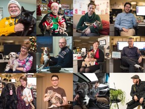 Some of the Leader-Post newsroom staff with their 'Christmas critters' in 2017.