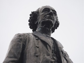 The Sir John A. Macdonald statue as seen at Queen's Park Circle at the foot of the Ontario Legislature in Toronto.