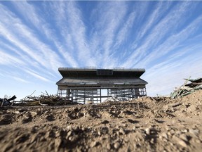 Crews from Budget Demolition continue the work on old Mosaic Stadium in Regina.