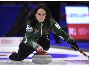 Regina's Michelle Englot, shown Saturday at the Canadian Olympic team curling trials, improved her record to 1-4 on Wednesday in Ottawa.