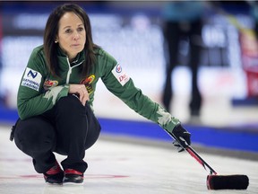 Regina's Michelle Englot, shown earlier this week at the Canadian Olympic curling trials, won her second consecutive game on Thursday.