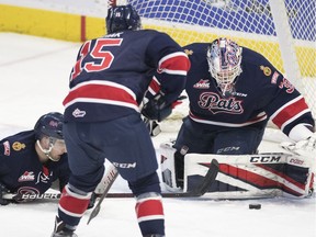 Regina Pats goalie Max Paddock couldn't stop the Kamloops Blazers, who skated to victory at the Brandt Centre on Wednesday.