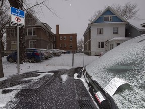 A truck with a parking ticket on the 1500 block of Victoria Avenue in the newly declared the snow route in Regina.