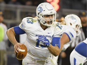 West Florida quarterback Mike Beaudry, who was born in Regina, is shown in Saturday's NCAA Division II football championship game.