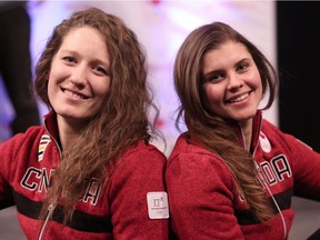 Kali Christ of Regina, left, and Marsha Hudey of White City are to compete in long-track speed skating for Canada at the 2018 Winter Olympic Games.