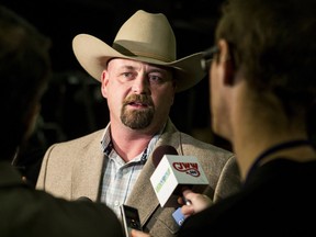 Saskatchewan Party President James Thorsteinson addresses members of the media in advance of the party's leadership convention in Saskatoon, SK on Friday, January 26, 2018.