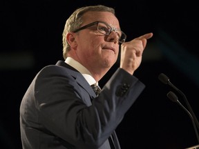 Premier Brad Wall gives a speech during the Sask Party Leadership Convention in Saskatoon, SK on Saturday, January 27, 2018.