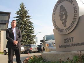 Patrick Maze, president of the Saskatchewan Teachers' Federation, at the STF offices in Saskatoon on Oct. 11, 2017.