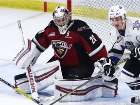 Goaltender Ryan Kubic, shown during his time with the Vancouver Giants, was traded to the Regina Pats on Wednesday as part of a busy deadline day.