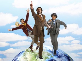 Jeff Irving (left), Stephen Gartner and Crystal Chaitan star in Globe Theatre's Around the World In 80 Days.