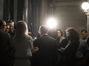 Premier Brad Wall speaks at the Legislative Building before his last cabinet meeting on Jan. 24, 2018.