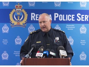 January 24, 2018 - Regina Police Service Chief Evan Bray speaks to media.