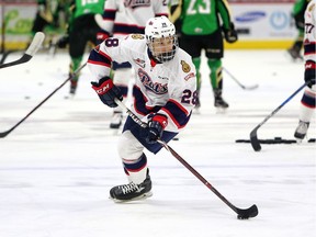 Regina Pats prospect Cole Dubinsky, shown during a WHL call-up last season, will miss training camp with an ankle injury.