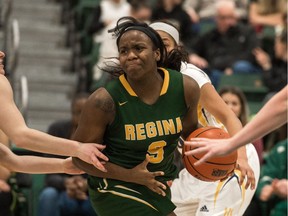 The University of Regina Cougars' Kyanna Giles scored 45 points over two games to help her team sweep the visiting Brandon University Bobcats.