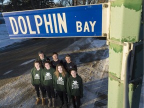 Seven members of the Regina Optimist Dolphins Swim Club live on Dolphin Bay, appropriately enough.
Left to right, in the front row, are Olena Rashovich, Emily Choboter, Kianna Coghill and Haydyn Krenbrink are shown in the front row. In the back row, left to right, are Noah Wasyliw, Noah Choboter and Simun Jelavic.