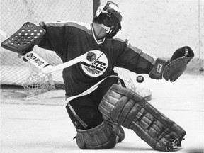 Legendary Regina Pats goaltender Ed Staniowski, shown with the Winnipeg Jets in 1981, is among 41 NHL alumni on the roster for the All-Star Celebrity Classic.