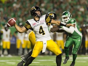 The Saskatchewan Roughriders acquired quarterback Zach Collaros from the Hamilton Tiger-Cats on Wednesday.
