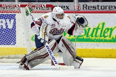 The Regina Pats' Ryan Kubic is shown Jan. 13, 2018 against the Calgary Hitmen. Keith Hershmiller/Hershmiller Photography.