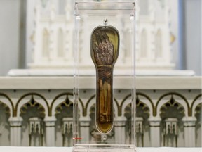 A well-known Catholic relic, the arm of St. Francis Xavier, which is said to have baptized 100,000 people, is visiting Saskatoon in January 2018 as part of a cross-Canada tour. Photo supplied to the Saskatoon StarPhoenix by Catholic Christian Outreach.