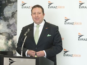 Tim Reid speaks during a news conference held at the Queensbury Convention Centre. Reid was selected by the Regina Exhibition Association Limited (REAL) board to be its president and CEO.