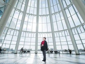 Claire Bélanger-Parker, president of CNT Management Group, stands at the First Nations University of Canada.