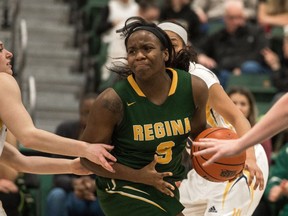Kyanna Giles helped the University of Regina Cougars pick up a road split with the Victoria Vikes on the weekend.