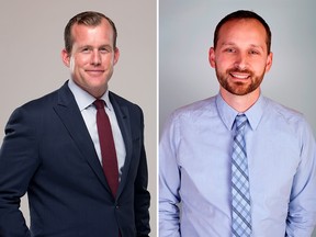NDP Leadership candidates Trent Wotherspoon, left, and Ryan Meili