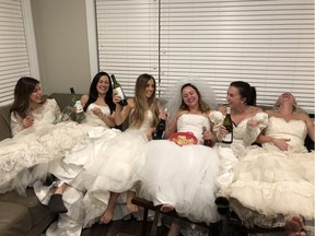 A group of friends donned their wedding gowns and gathered in Regina in December for a divorce party. For this one, they each grabbed a bottle and posed to re-enact a scene from the television sitcom Friends. Their story and photos have now gone viral worldwide.