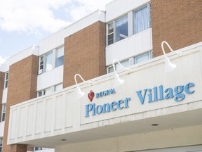 Cleanup continues at Regina Pioneer Village after an area sustained significant damage when there was a break to a water line, which had a sprinkler attached.