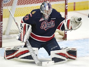 Regina Pats goalie Max Paddock was named the first star after his 33-save effort Saturday night in a 4-2 win over the visiting Lethbridge Hurricanes.