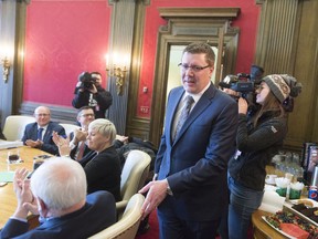 Premier Scott Moe meets with his cabinet for the first time at the Legislative Building.