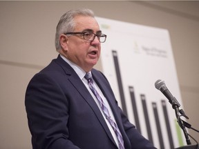 REGINA, SASK : February 8, 2018 - Minister responsible for SGI Joe Hargrave speaks during a press conference held at the Delta Hotel. Saskatchewan Government Insurance said that 2017 featured the fewest traffic deaths since 1954. MICHAEL BELL / Regina Leader-Post.