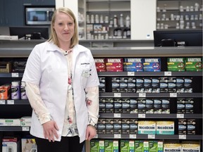 Beth Kessler, a pharmacist trained to help smokers quit, maintains counselling and smoking cessation medication give smokers the best shot at quitting. 
Kessler stands by smoking cessation products at Save-On-Foods.