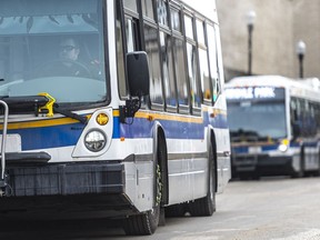 A Regina Transit driver leaves downtown on Feb. 8, 2018