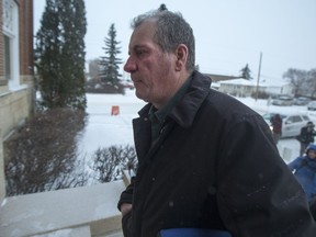 Gerald Stanley enters Battleford Court of Queen's Bench on Feb. 2, 2018, during his second-degree murder trial in the 2016 death of Colten Boushie