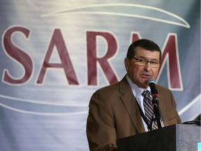 In this file photo, SARM President Ray Orb gives his president's address at the SARM (Saskatchewan Association of Rural Municipalities) convention at Prairieland Park in Saskatoon on March 14, 2017.