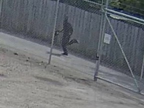 A surveillance image of a suspect wanted in connection with Saskatoon's eighth homicide of 2016. Image distributed by Saskatoon police.