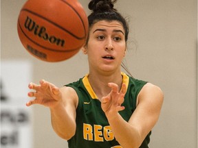 The University of Regina Cougars' Carolina Goncalves is the rookie of the year in Canada West women's basketball.