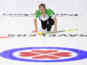 Sherry Anderson, shown competing at the recent national Scotties, skipped her senior team to a national crown this week.