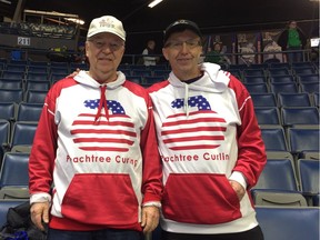 Bill Bowden (left) and Ken Baldwin have made the long trek from Atlanta, Ga., to Regina for the Tim Hortons Brier