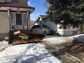 An SUV struck two houses on the 1200 block of Elphinstone Street on Wednesday afternoon.